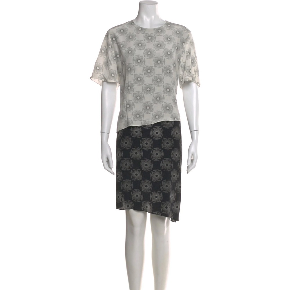 Diane von Furstenberg DVF Silk Sunburst Print Layered Asymmetric Dress Size 4